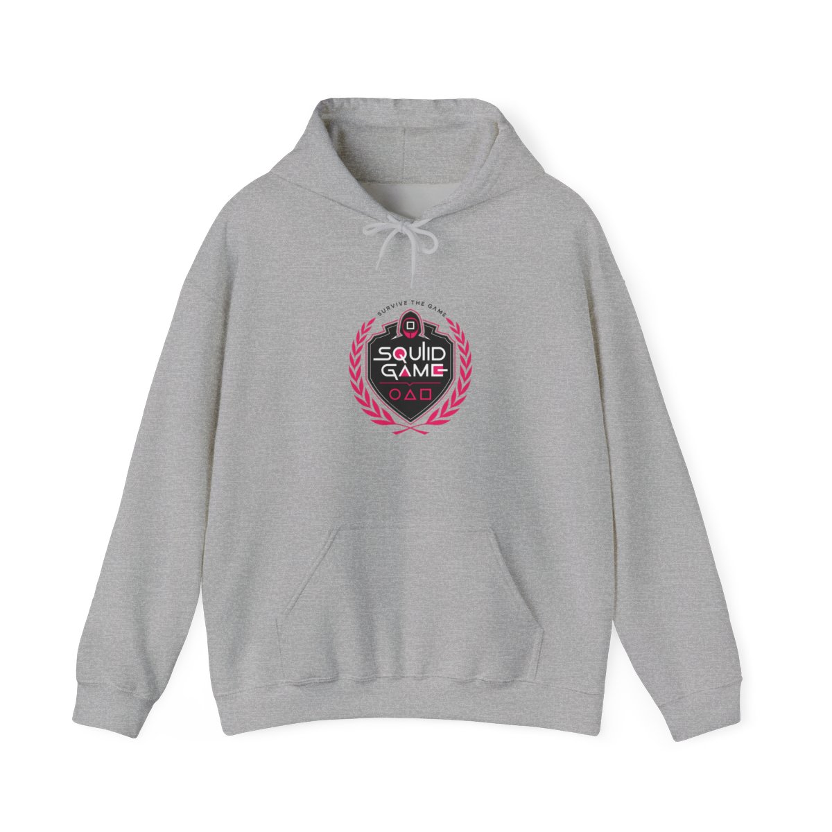 Squid Game " integrates a circle and a triangle, with " Hoodie - alternate angle 3, merchandise