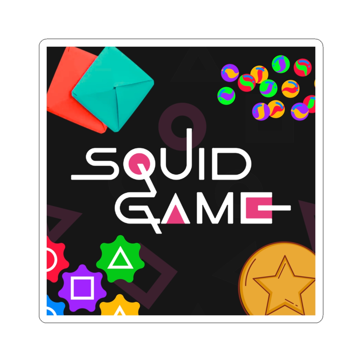 Squid Game logo Kiss-Cut Sticker | TV Series Icon Sticker Pack  | Squid Game Merch - alternate angle 1, merchandise